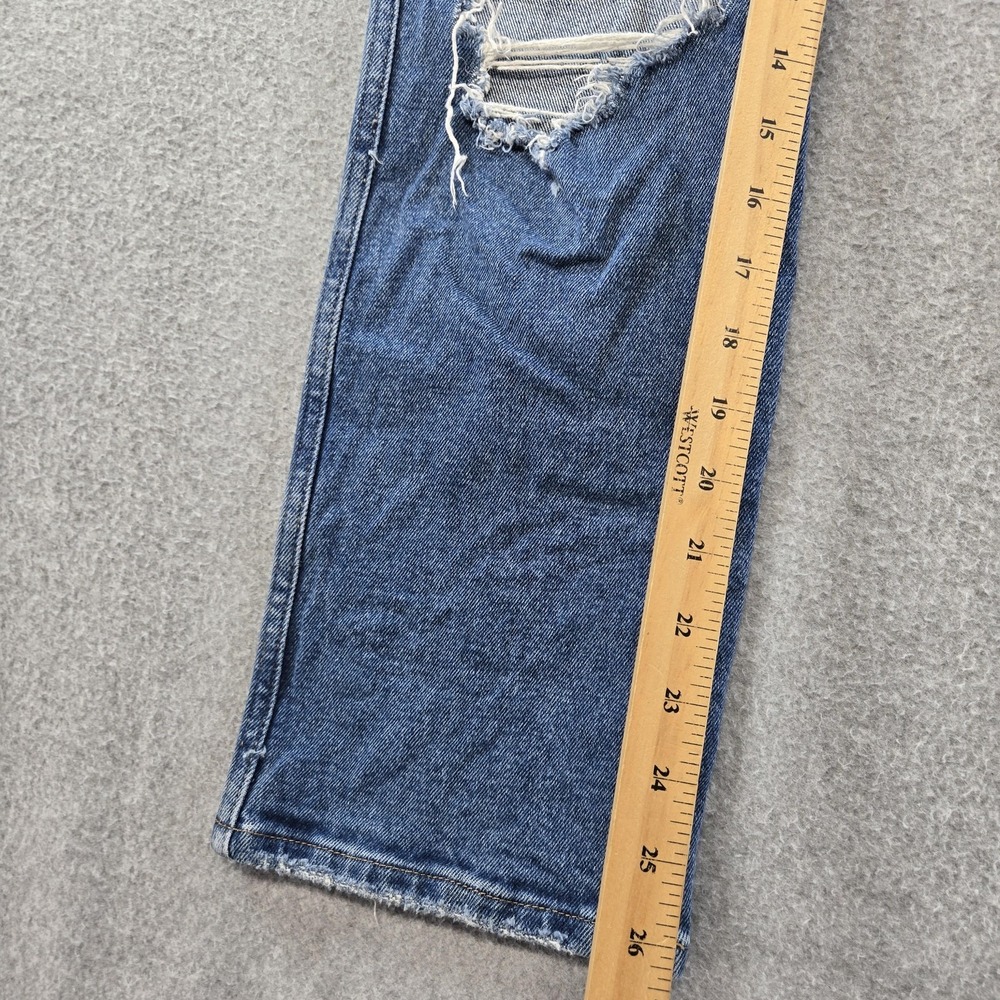Good American‎ Jeans Womens 0 Blue Straight High Rise Distressed 28 Inseam Denim - Picture 9 of 13